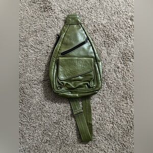 Green Leather Sling Bag